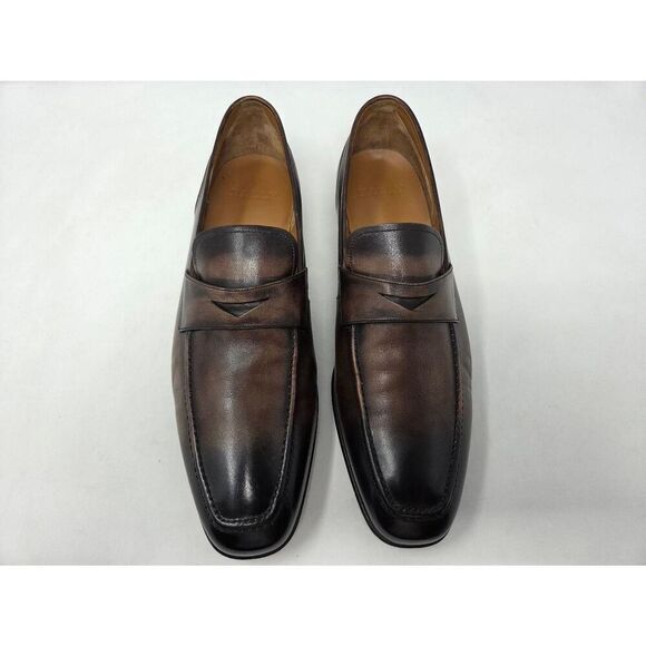BALLY BRENT BROWN BLACK BURNISHED LEATHER PENNY LOAFER MENS SIZE 11.5 EEE WIDE main image 9